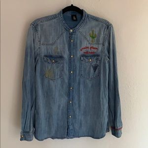 H&M Embroidered Denim Shirt